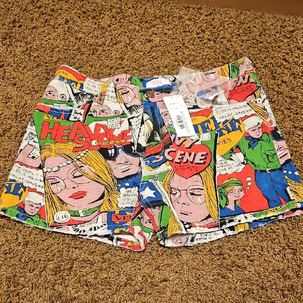 ERL | Colorful Comic Print Women's Shorts | XL